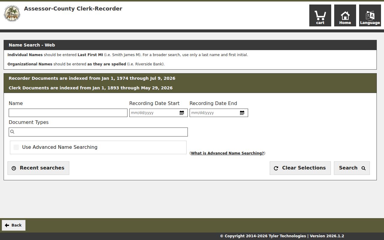 Temecula people search Riverside recorder name fields