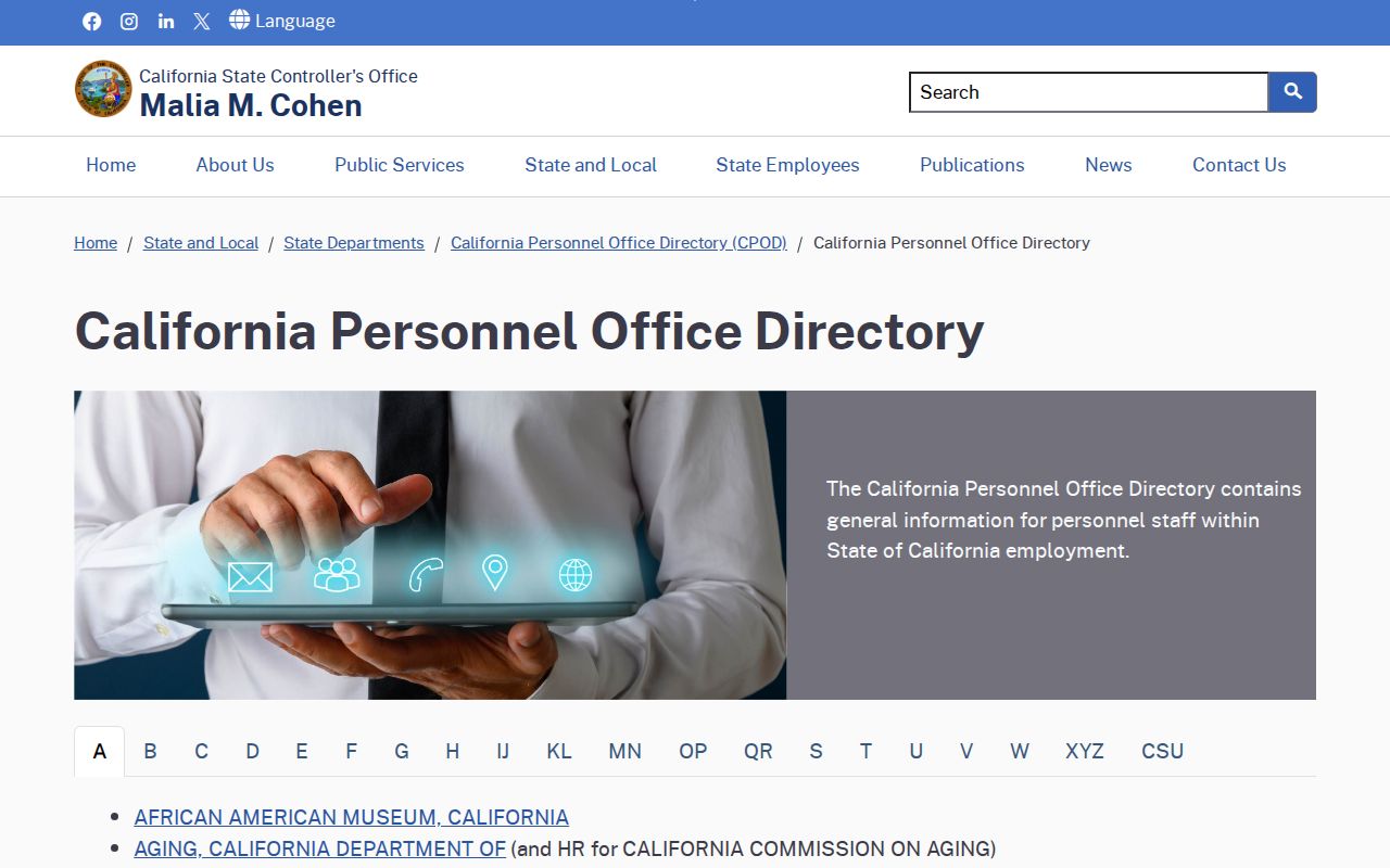 Temecula directory route through California personnel offices